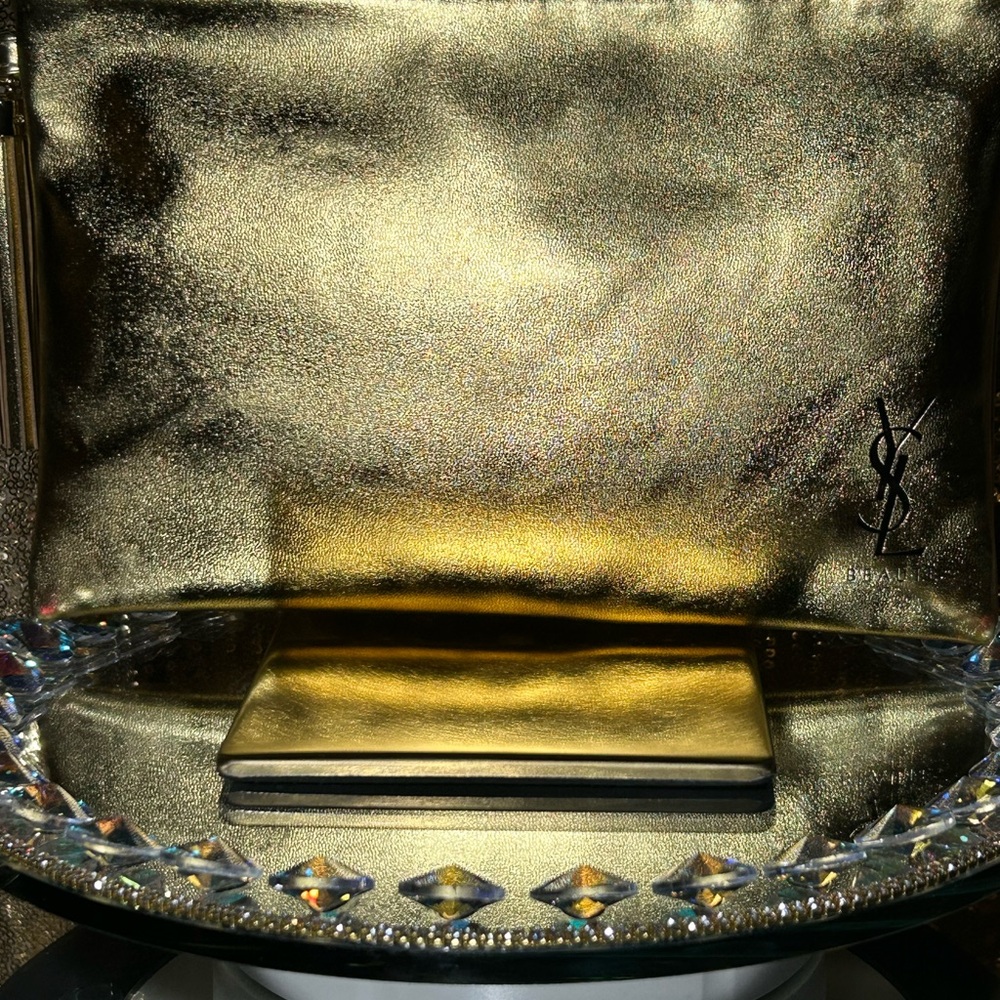 YSL Cosmetic Bundle Metallic Bag 10” x 6.5”, Black Opium 10 ml & 2 Oil Sticks - Picture 3 of 11